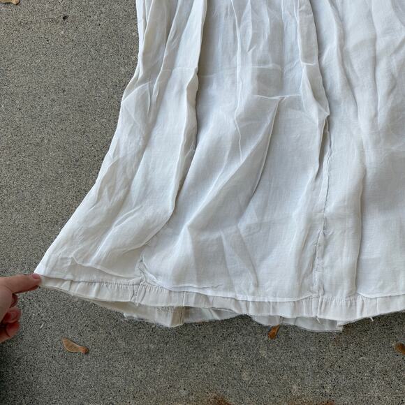 Krista Larson Off White Layered Linen Midi Skirt Size Medium - Picture 4 of 6